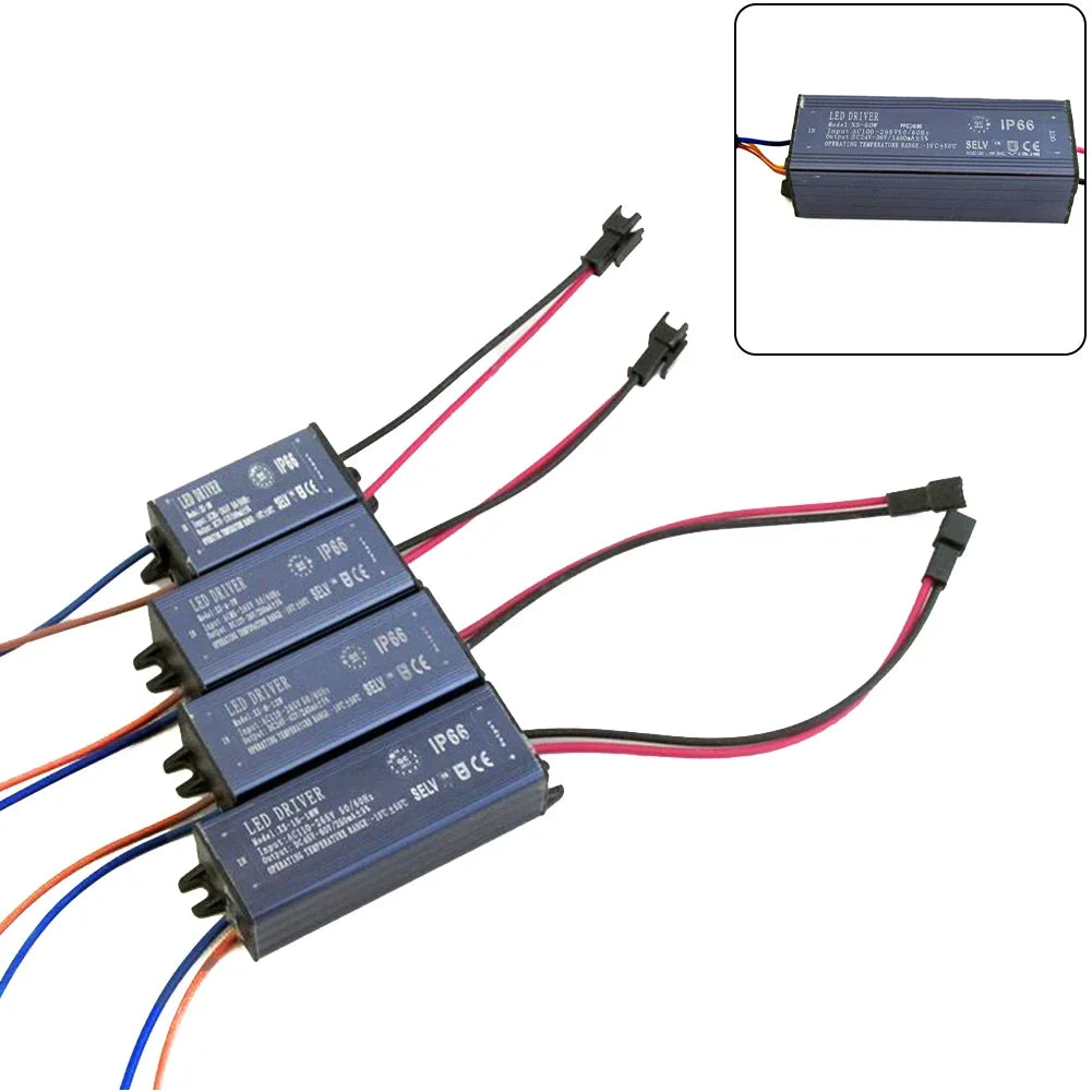 transformateur led bleu noir industriel ip65 étanche connecteurs électriques 3w 50w alimentation projecteur