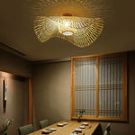 lampe suspendue bambou tressé moderne artisanale naturelle chaînes maisonDecoration lumière restaurant