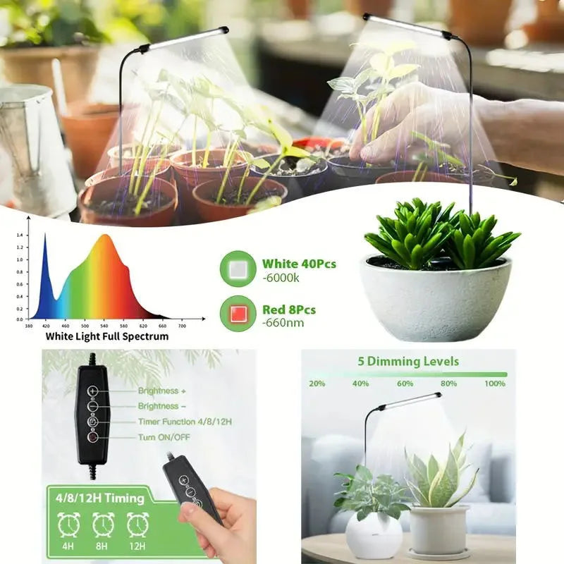 lampe led croissance plante spectre complet 6000k adhésif moderne câble usb commande distance