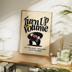 affiche moderne minimaliste turn up the volume vinyle chambre salon décoration mur opaque cadre