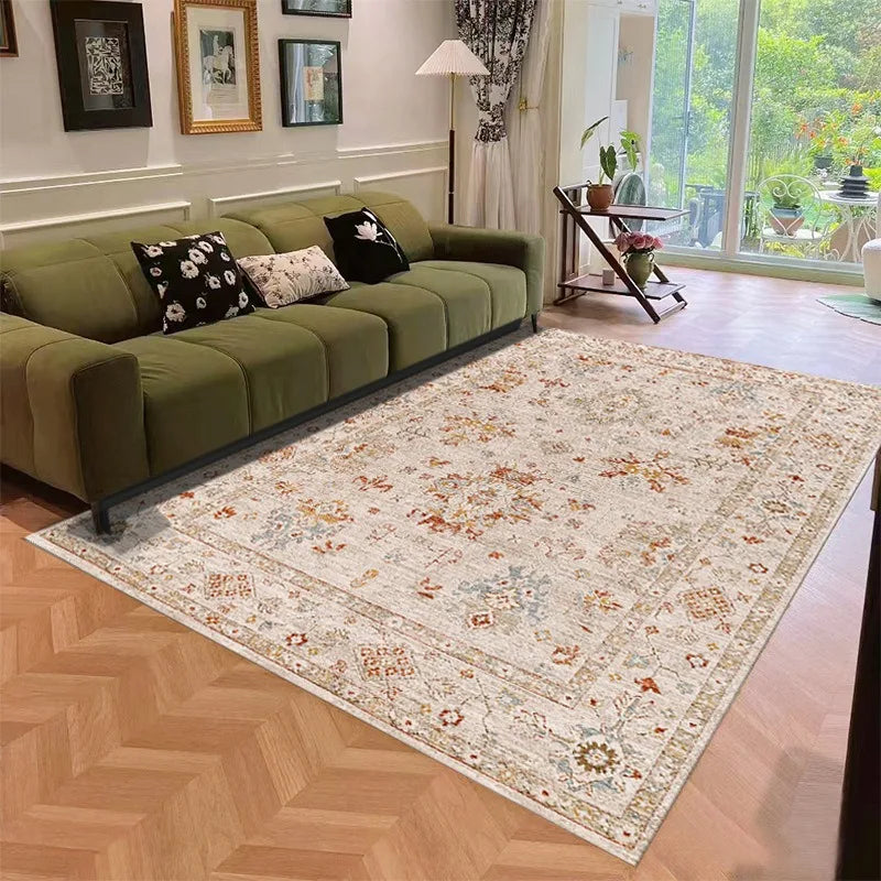 tapis floral orné vert beige bleu classique vintage antidérapant extérieur salon chambre prière