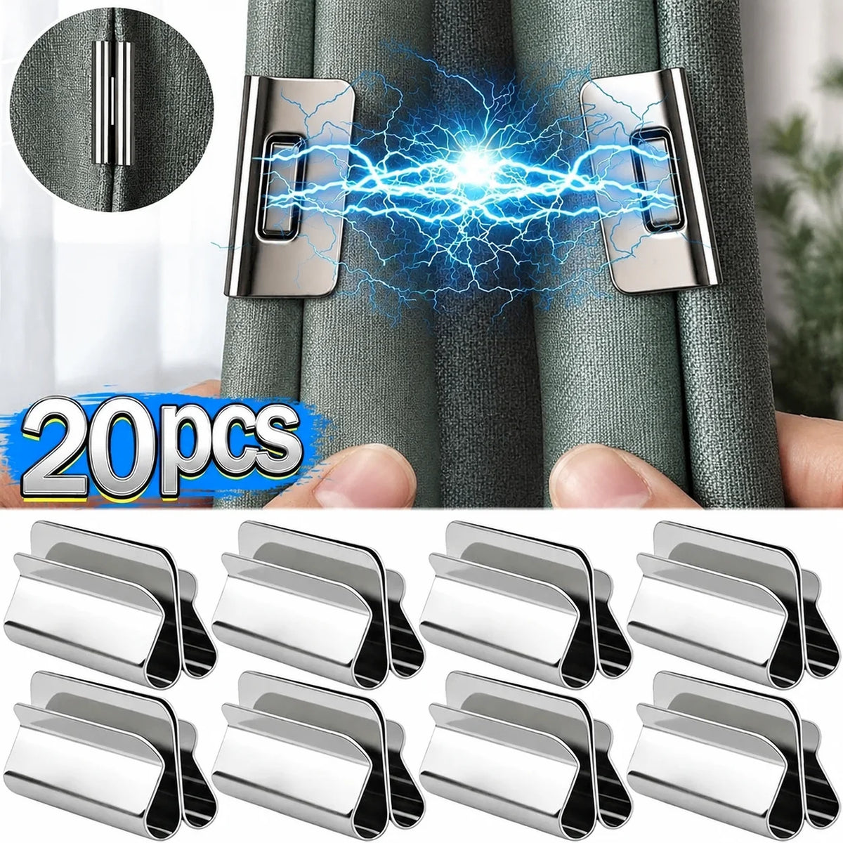 clips magnétiques rideaux argentés moderne poids fermeture anti lumière echangement