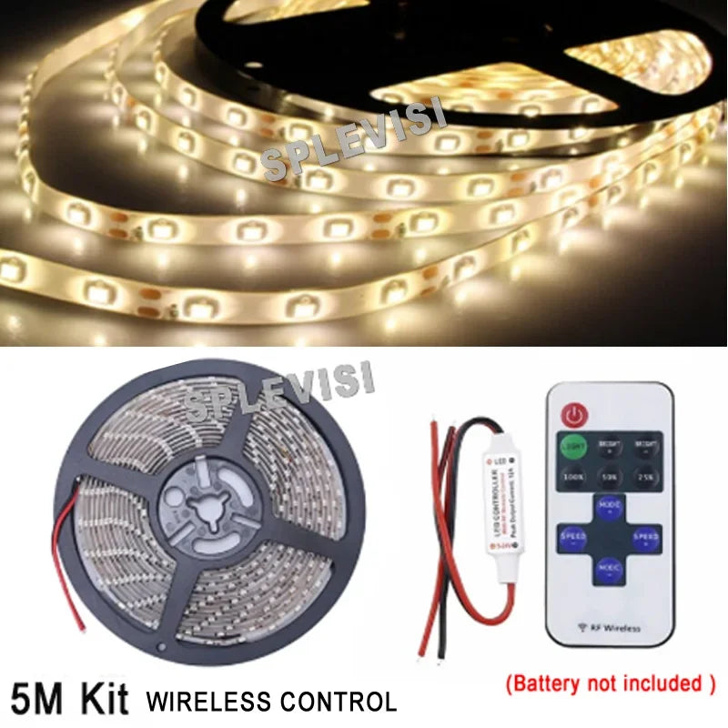 ruban led 5m blanc moderne étanche 12v télécommande clips vis