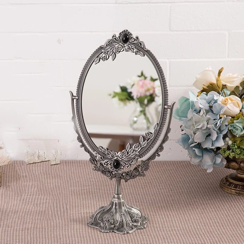 miroir ovale or floral classique dressing sans luminaire rotationnable maison