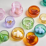 boîtes bijoux verre transparentes modernes différentes couleurs anneaux boucles d'oreilles.storage container with lid
