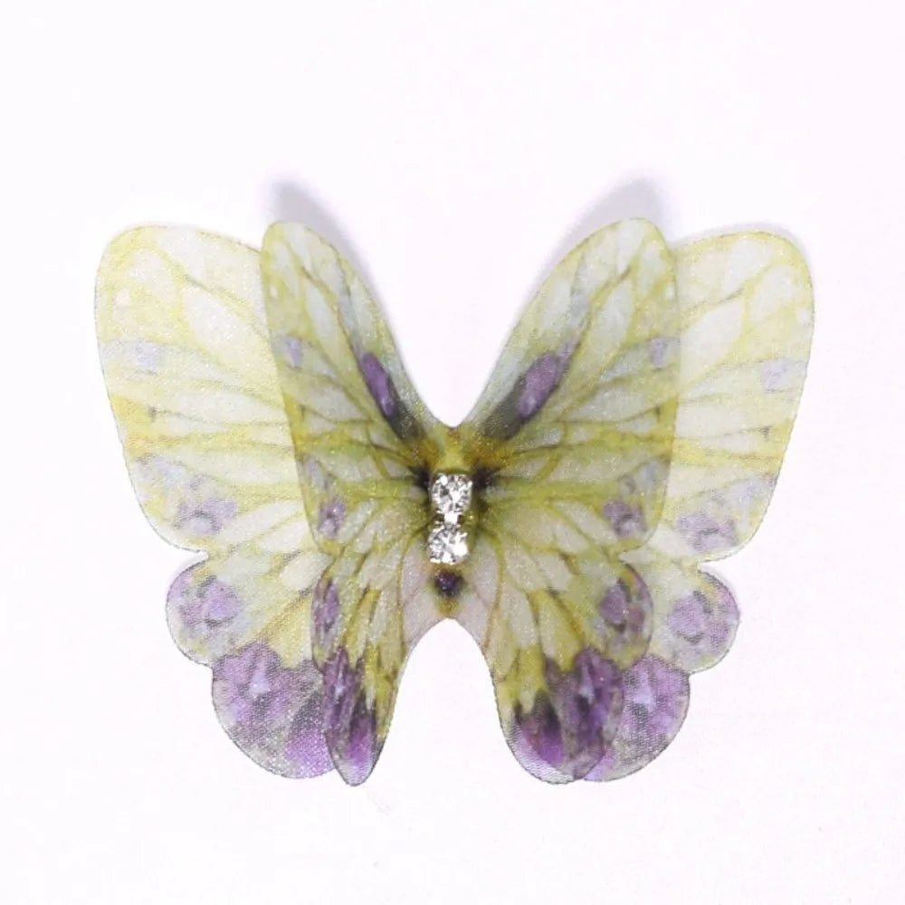 papillons artificiels clips couleur violet bleu vert rose orange imprimés semi transparents pack 50