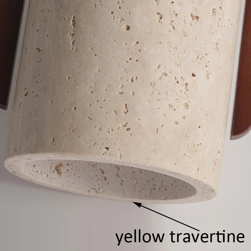Suspension lumineuse pierre jaune travertin bois marron moderne minimaliste 2000 82000 lumens