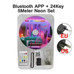 ruban led néon multicolore rayures horizontales moderne clips fixation bluetooth adaptableextérieur