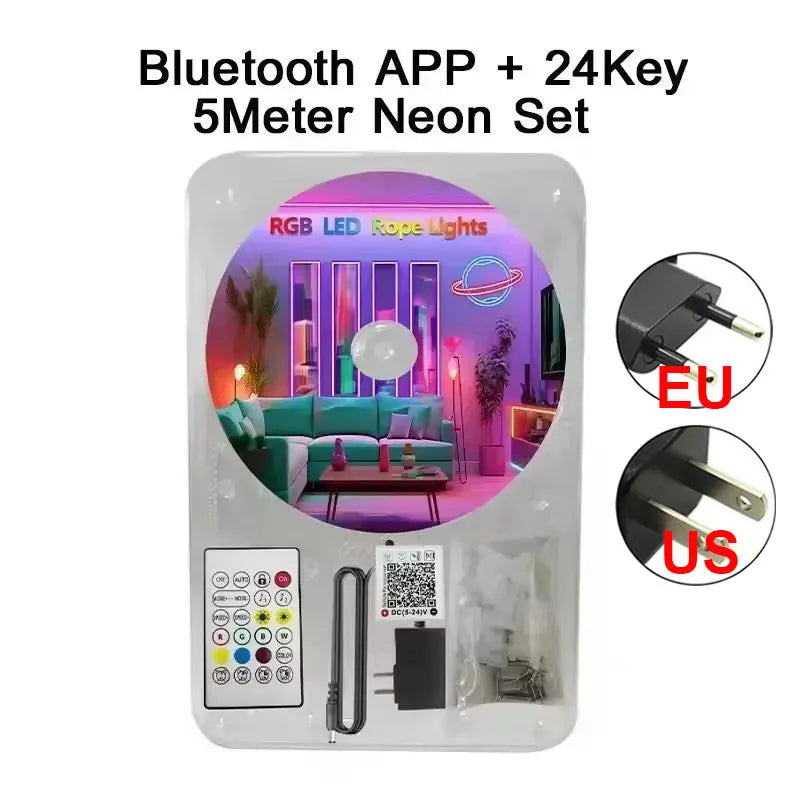 ruban led néon multicolore rayures horizontales moderne clips fixation bluetooth adaptableextérieur