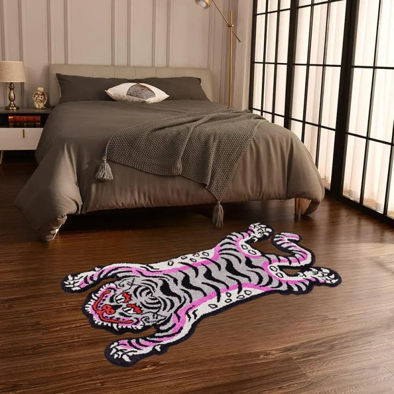 tapis moderne tigre stylisé polyester antidérapant facile nettoyer salon chambre adulte