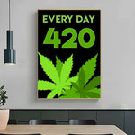 affiche graphique pop art crânes cannabis lettrage noir vert opaque sans cadre