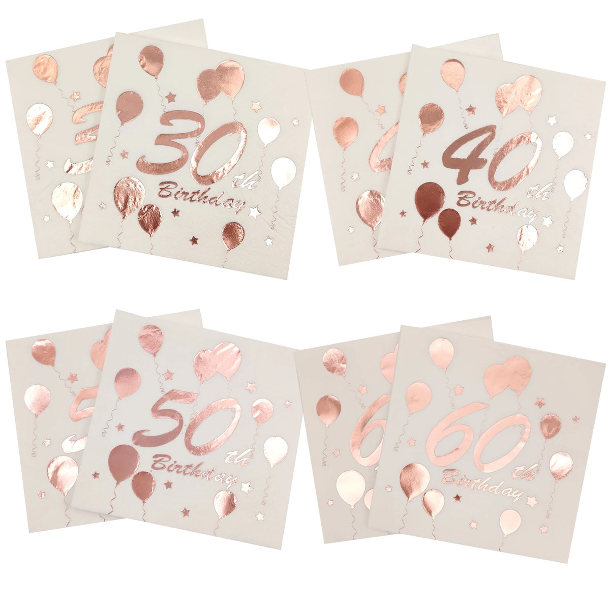 serviettes jetables anniversaire rose doré ballons étoiles motifs décoratifs fêtes adultes chiffres festive