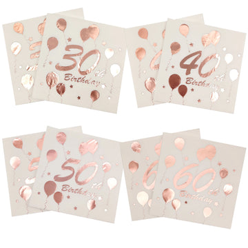 serviettes jetables anniversaire rose doré ballons étoiles motifs décoratifs fêtes adultes chiffres festive