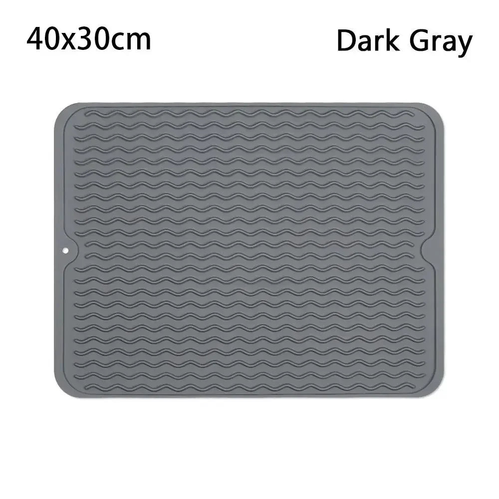 tapis table silicone rectangulaire moderne rayures ondulées gris noir protection cuisine support vaisselle