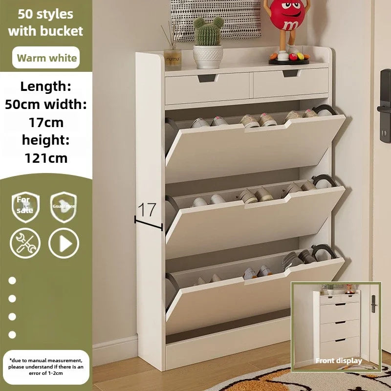 armoire chaussures moderne beige clair tiroirs rangement chaussures objets multifonction bois MDF