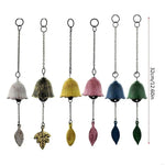 cloches decoratives feuilles relief vert jaune bleu rose vintage anneau metallique porte decorationextérieur