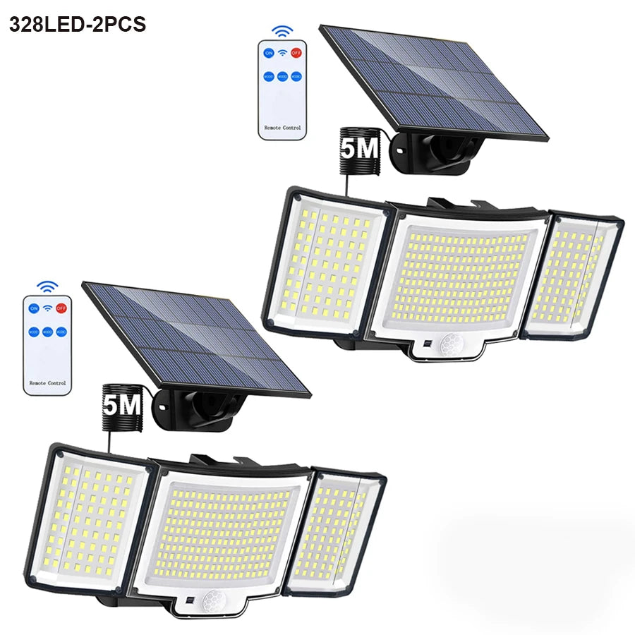 lampe solaire détecteur mouvement 348 led moderne étanche ip65 abs noir blanc télécommande clips