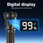 lampe torche rechargeable 300w led noire affichage numérique distance 50100mètres