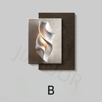 tableau abstrait contemporain mural led blanc gris marron clair ondulé mat éclairage minimaliste chambre