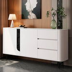 armoire rangement moderne blanche tiroirs pieds noirs meuble salon organisation décoration minimalistechairs