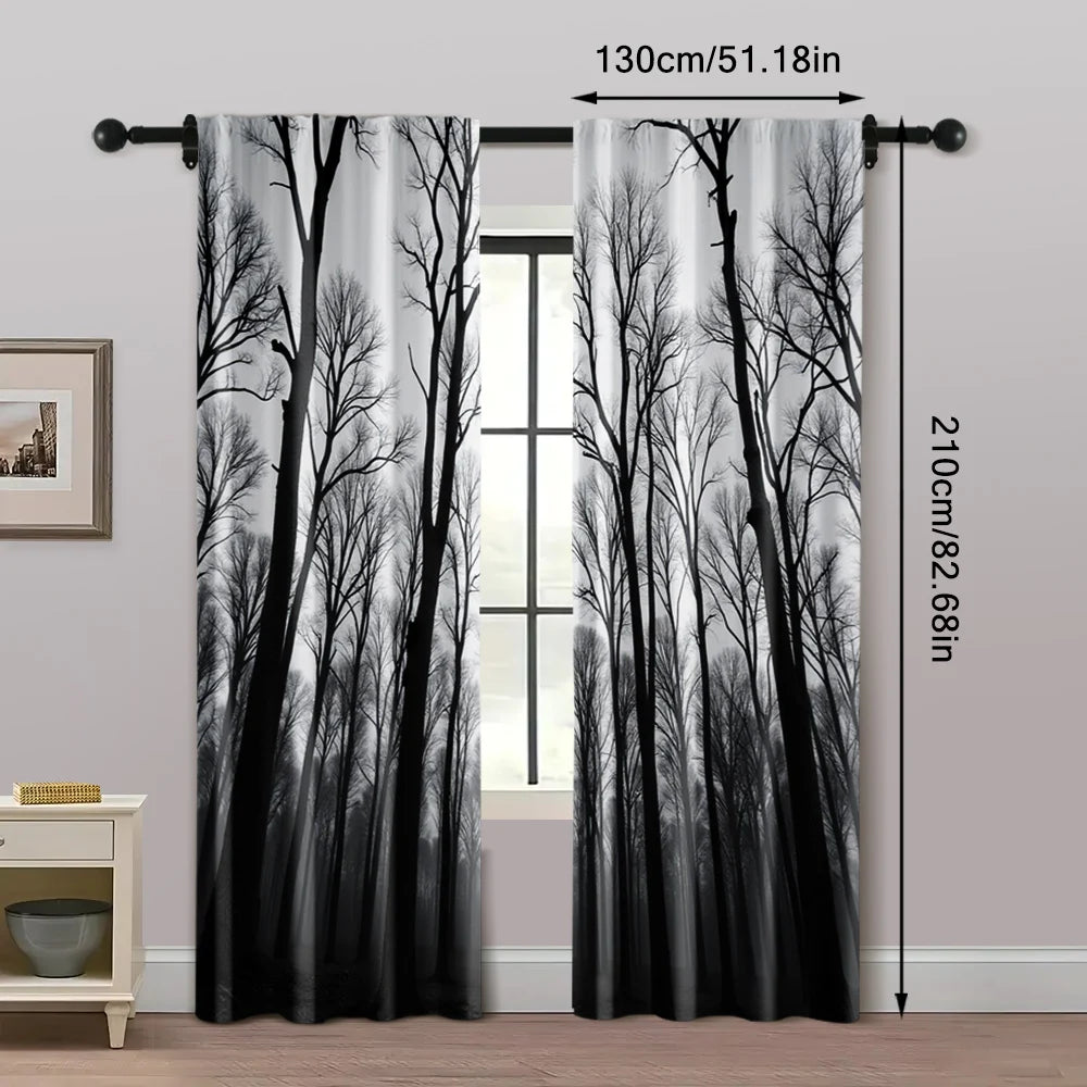 rideau noir forêt moderne polyester 75x166 105x230 130x210 deux pièces