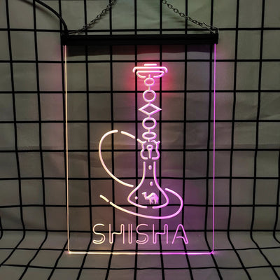 Enseigne au néon LED Shisha allumée en vert pomme pour décoration chambre