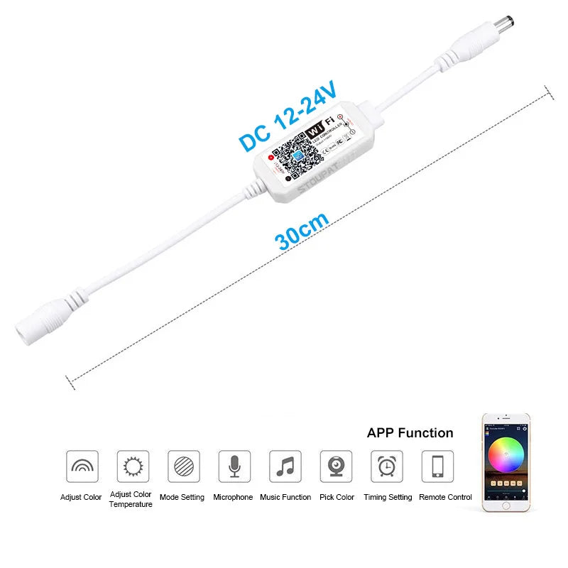 contrôleur led wifi blanc moderne connecteur qr code app alexa google