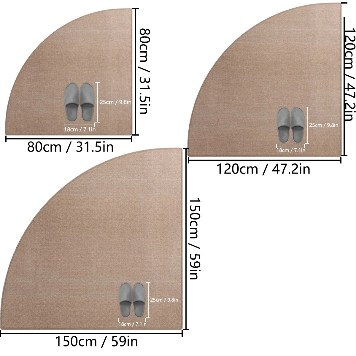 tapis demi circulaire gris moderne adhésif cuisine intérieur sol antidérapant texture tissée absorption grande