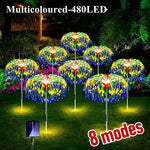 guirlande lumineuse solaire multicolore feux d'artifice moderne extérieure modes fixée piquets led jardin