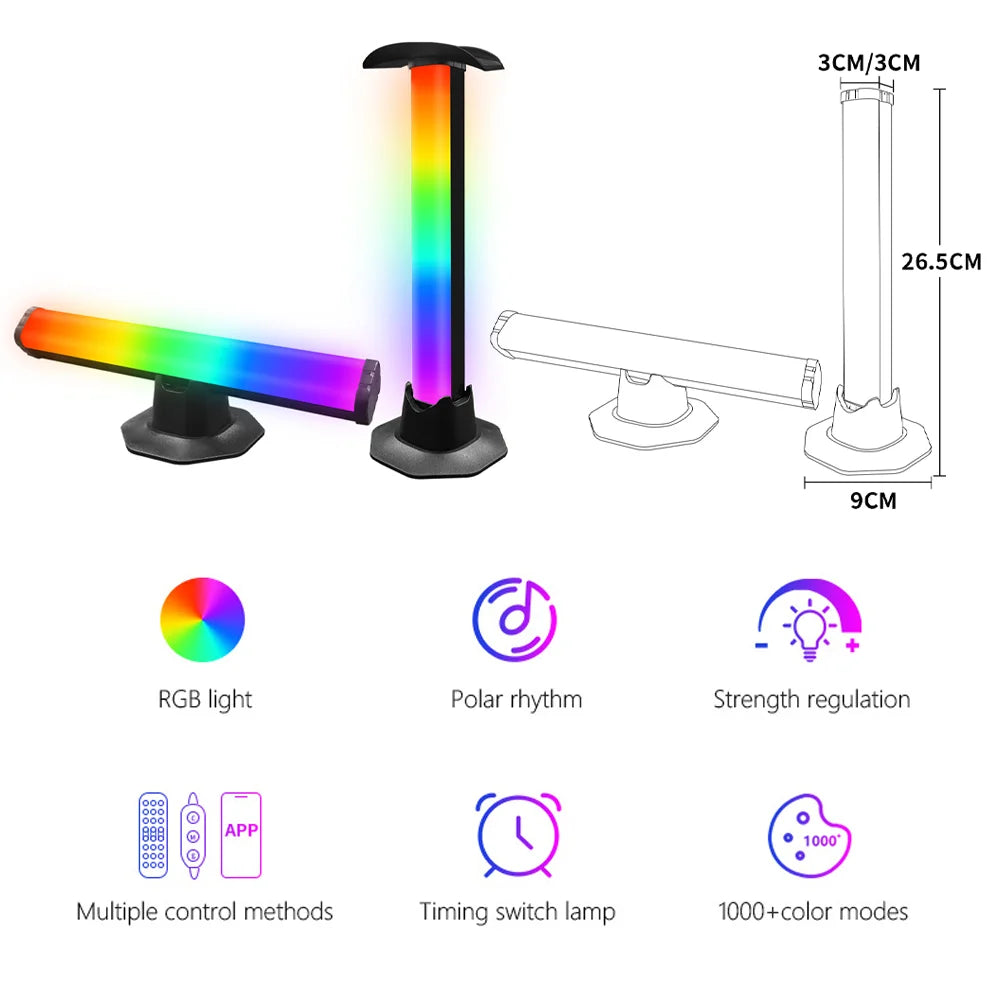barre lumineuse led multicolore cyberpunk télécommande bluetooth application gamingRGBOpaque moderne