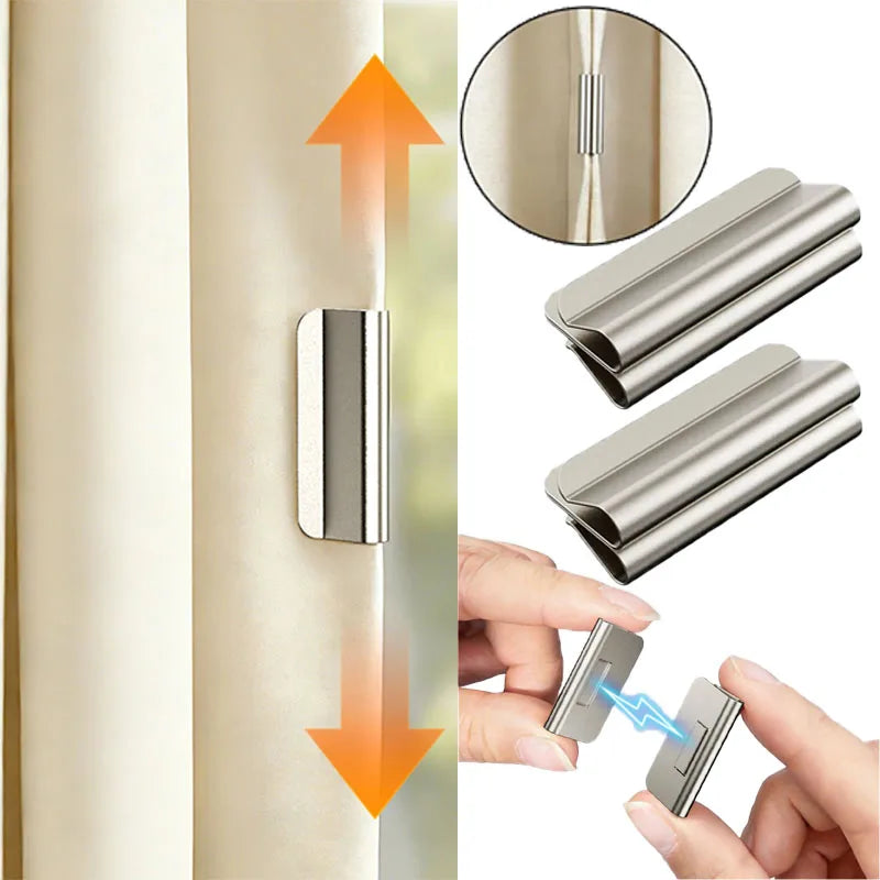 clips magnétiques rideaux argenté lisse brillant modernes fixations sans perçage paires support rideaux réutilisable