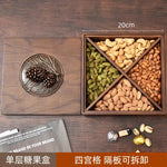 boîte bonbons bois marron moderne double couche rangement fruits noix chocolats assiette collation