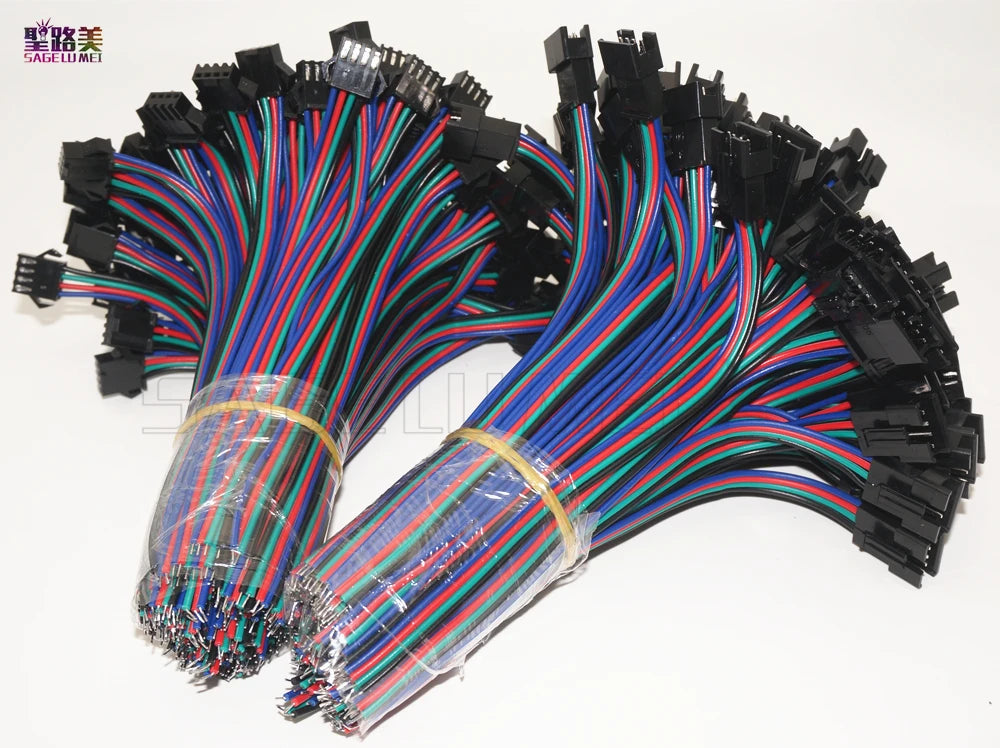câbles électriques connecteurs led broches noir rouge vert bleu blanc