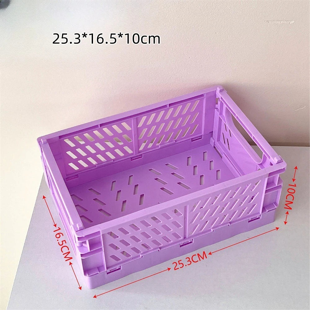 caisse rangement pliable plastique gris vert rose beige blanc grille ventilation moderne minimaliste poignées