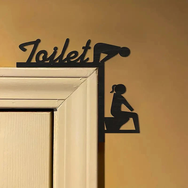 panneau indicateur porte silhouette personne toilet bathroom thinking room moderne