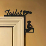 panneau indicateur porte silhouette personne toilet bathroom thinking room moderne