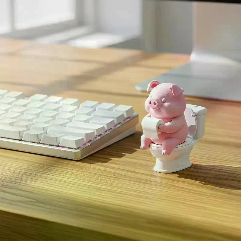 figurine porc rose résine décoration salle bain murale adhésif mignonne papier toilette
