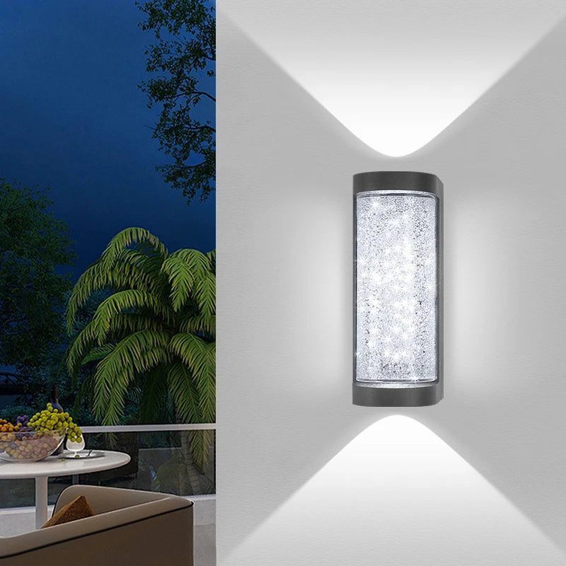 applique murale moderne gris métallisé translucide ip65 led 6500k 3000k extérieur résistante água
