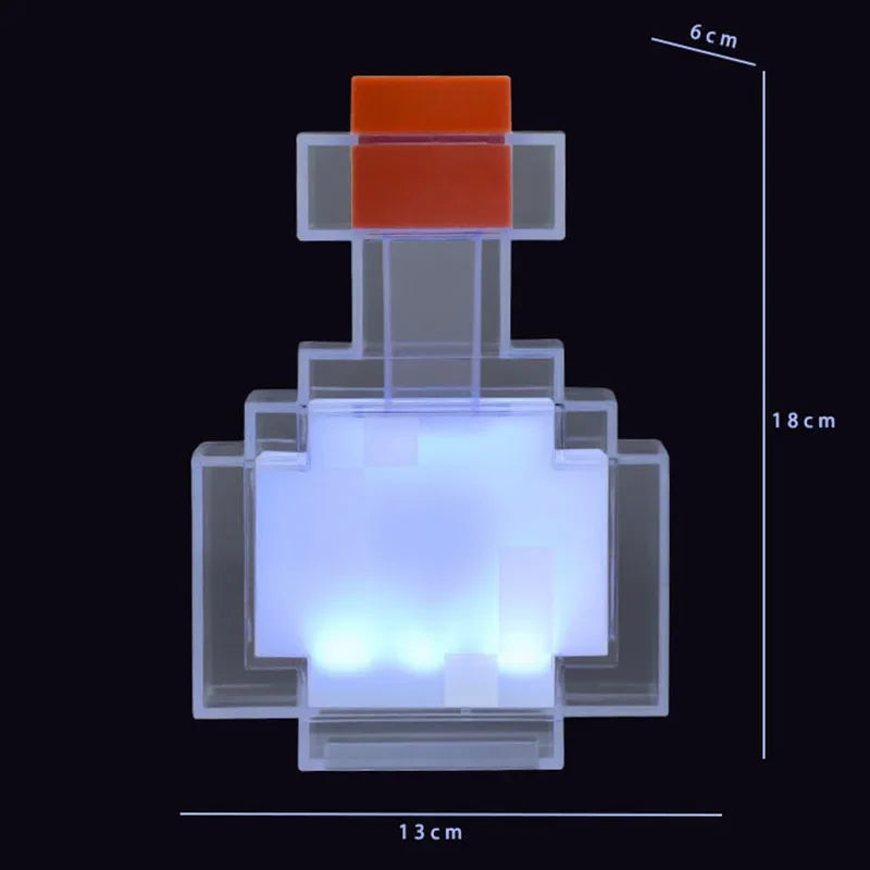 bouteille médicament led rechargeable pixel art contemporain transparent rouge bleu table chambre