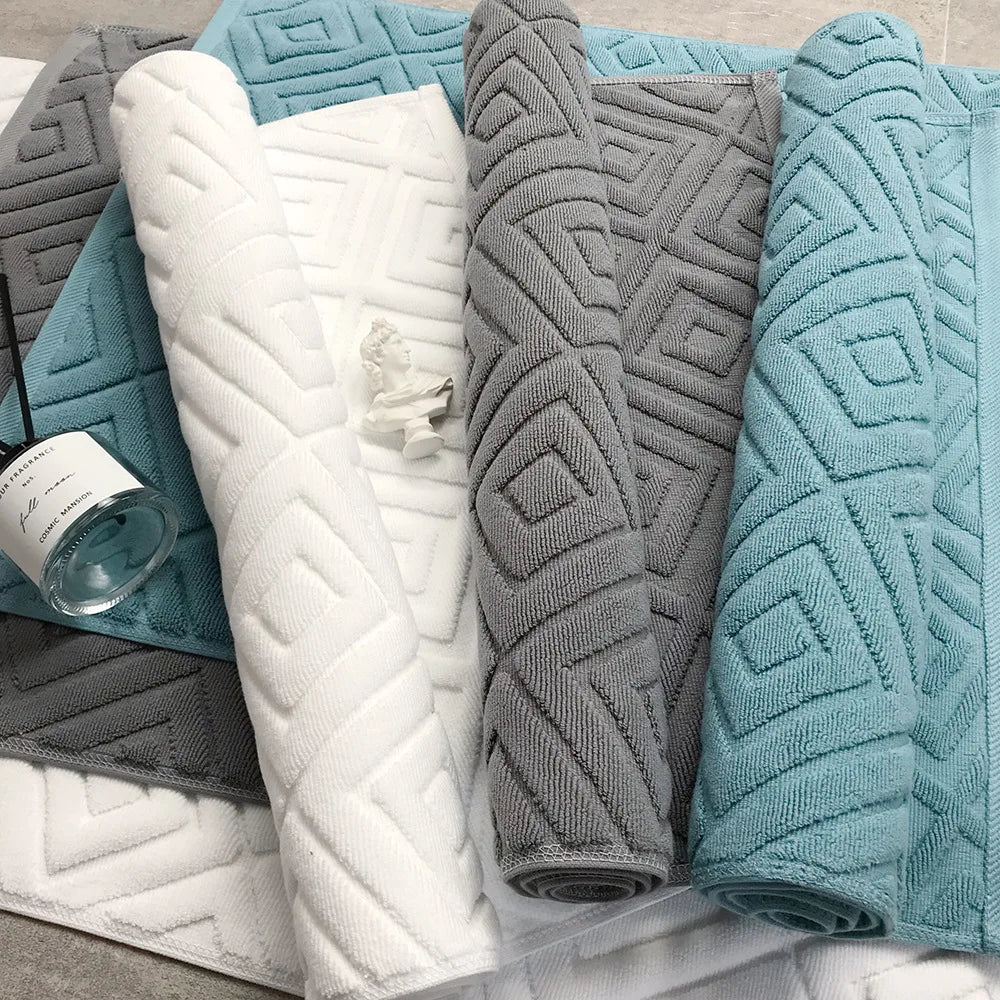 serviettes coton modernes carreaux blanc gris bleu respectueuses environnement absorbantes salle bain