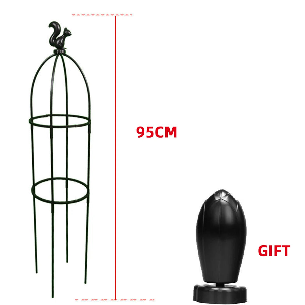 cage plante classique vert foncé rondes verticales plante artificielle rose blanc jardin decoration