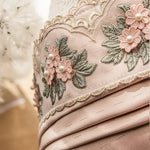 rideau rose pâle brodé fleur classique opacité bordure dentelée européen chambre salon polyester