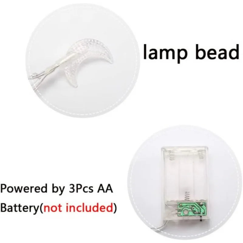 Guirlande lumineuse étoile lune avec piles pour alimentation portable
