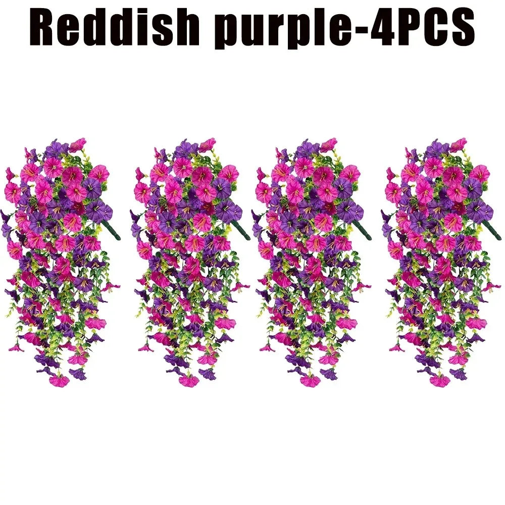guirlande artificielle fleurs violettes roses jaunes modernes extérieures décoration jardin balcon