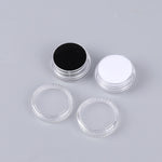pots ronds transparents couvercle noir velouté blanc lisse bijoux rangement collection simple utilitaire