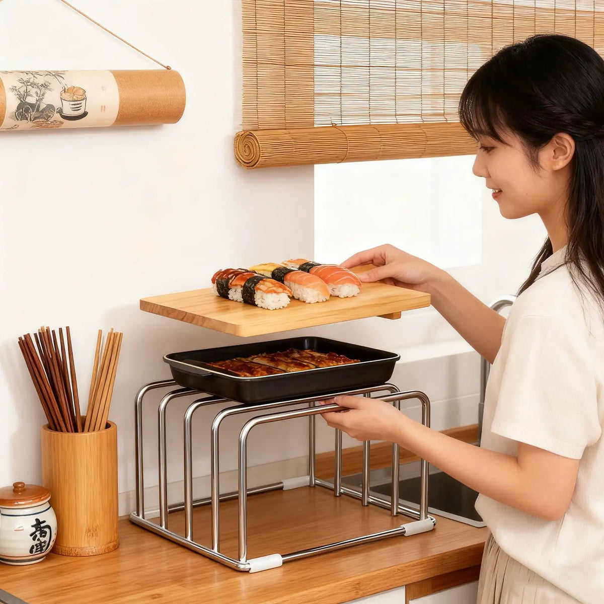 support planche découpe acier inoxydable gris moderne utilisation multiple organisation kitchenWARE