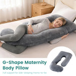 coussin maternité velours doux gris confortable fermeture zip side sleeping allaitement body support lit