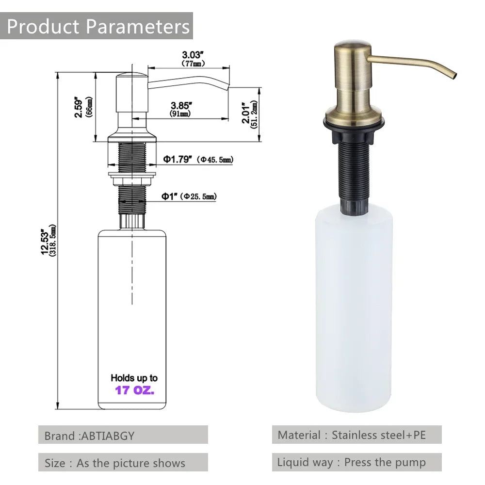 distributeur savon liquide main acier inoxydable bouteille pe 500ml rotatif bronze chrome moderne cuisine