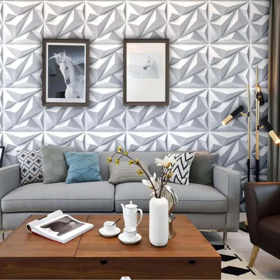 panneaux decoratifs 3d blanc geometrique moderne adhesif 30cm 30cm