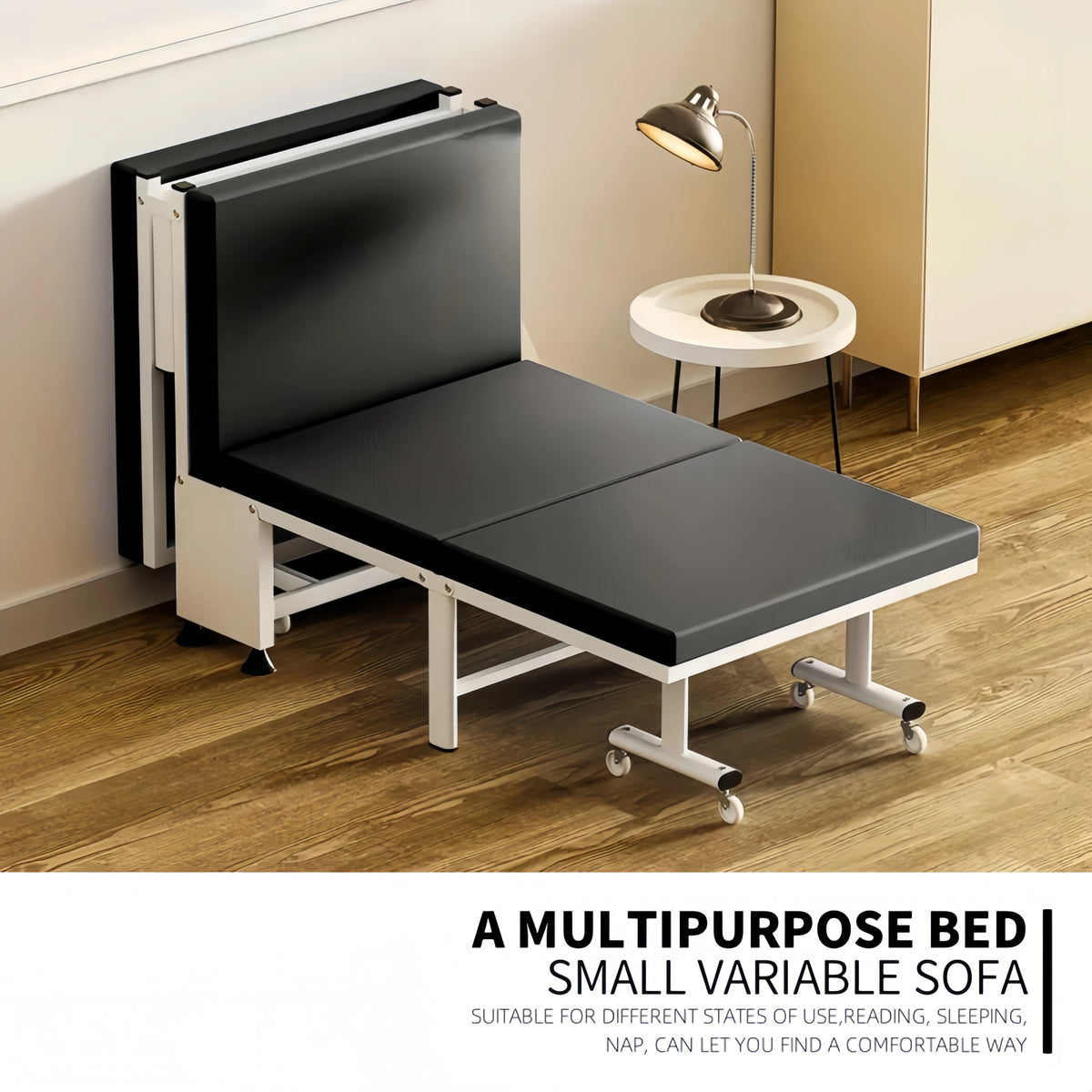 lit pliant multifonction moderne acier texturé noir blancversible sofa chambre coucher